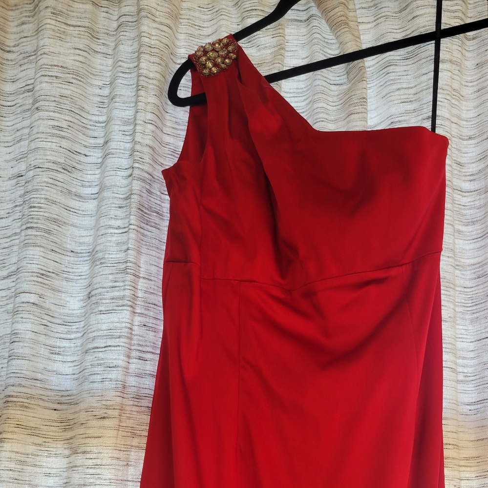Red Cocktail One Shoulder Dress